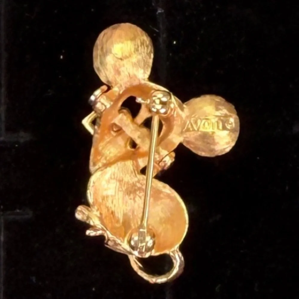 Vintage Avon Goldtone Mouse Movement Eye Glasses Brooch Pin